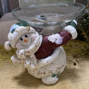 Snowman candle holder or candy dish